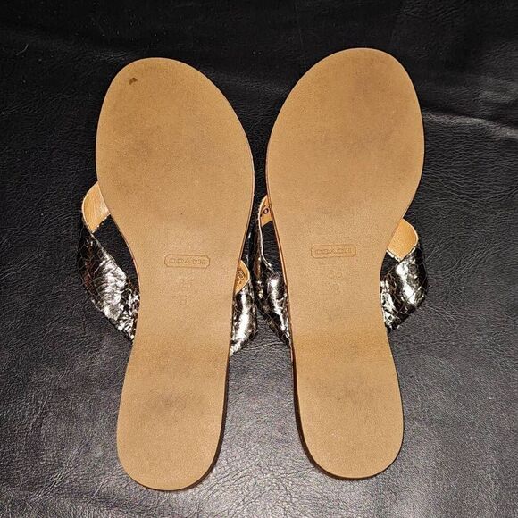 Coach Womens‎ Silver Bow Flip Flop Sandals 6.5 - Picture 6 of 7